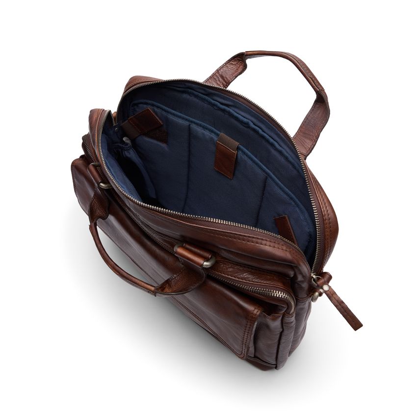 16 inch bruine leren laptoptas