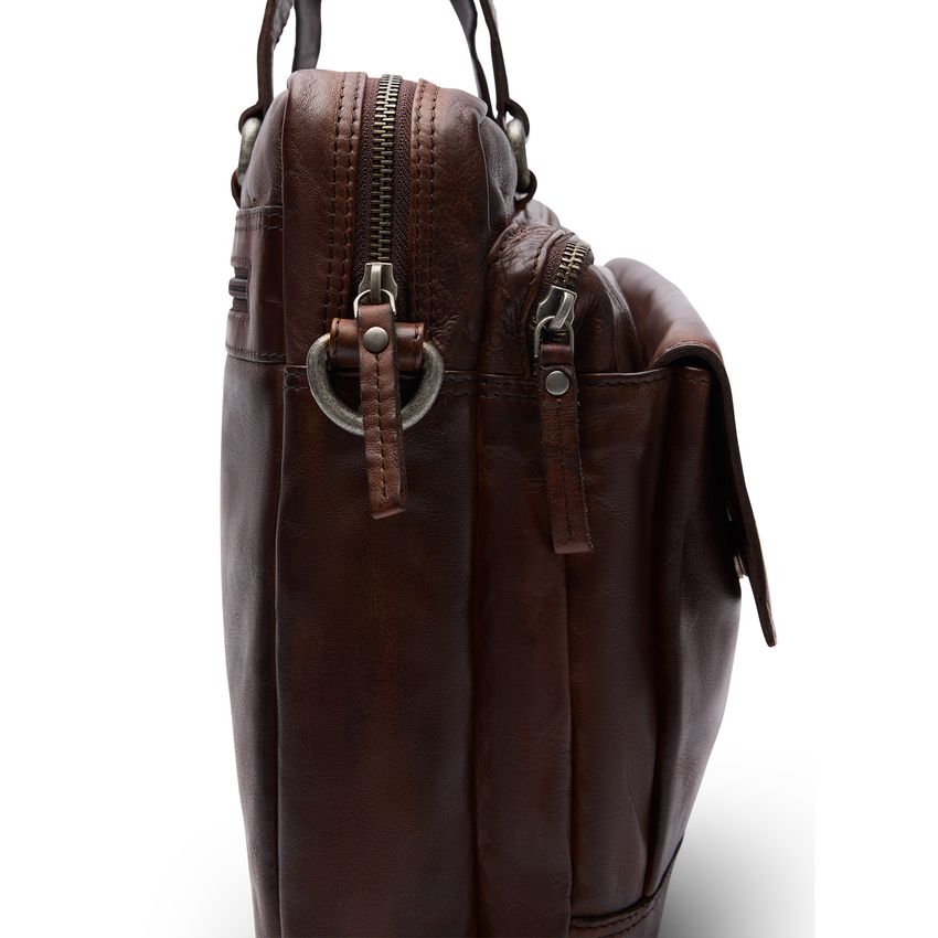 16 inch bruine leren laptoptas