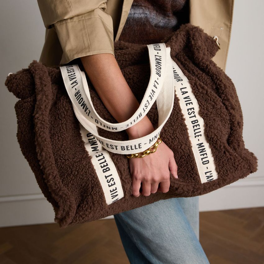 Dunkelbrauner Teddy-Shopper