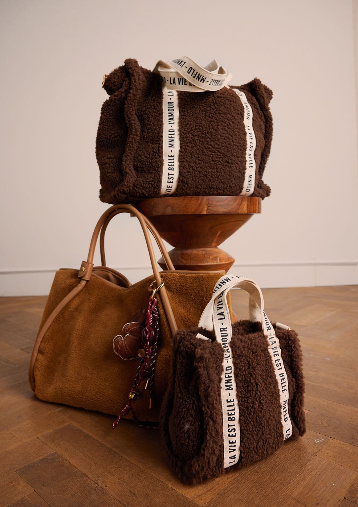 Donkerbruine teddy shopper