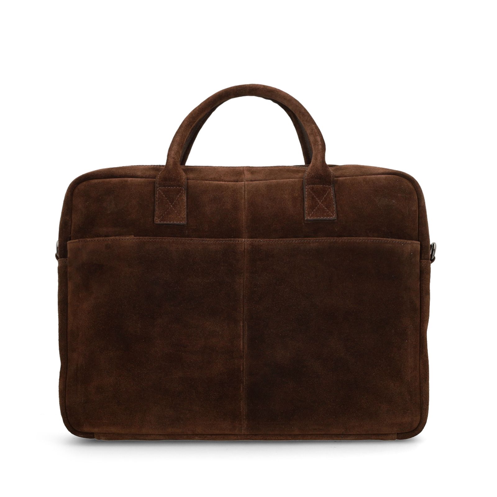 18 inch donkerbruine suède laptoptas