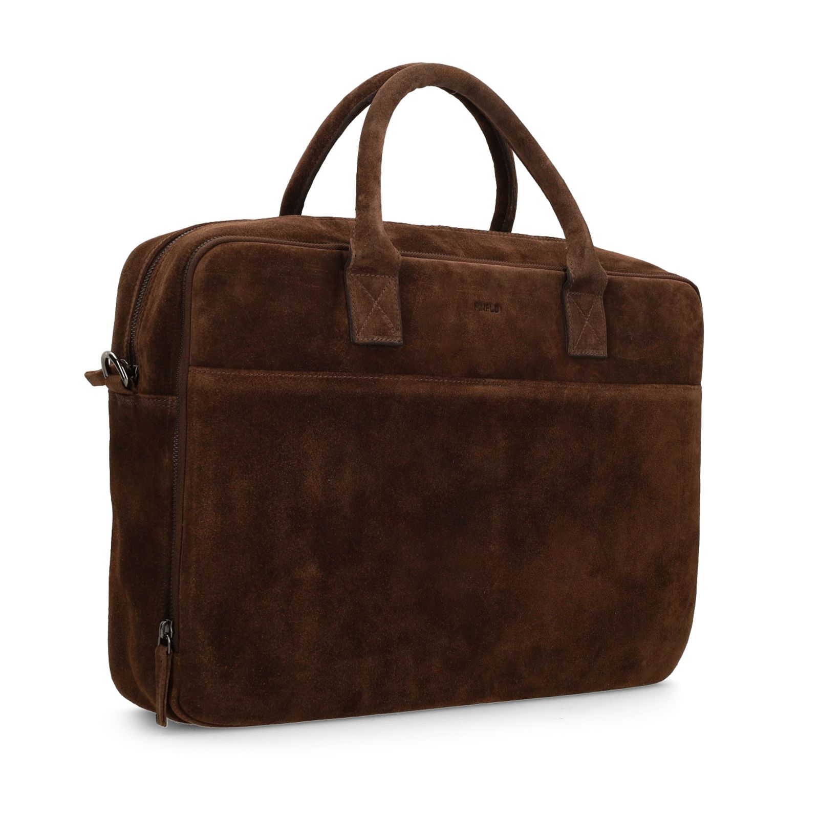 18 inch donkerbruine suède laptoptas