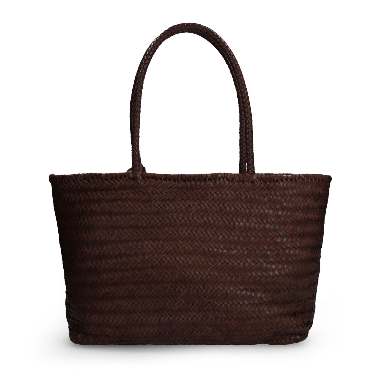 Braune Lederhandtasche mit Flecht-Details
