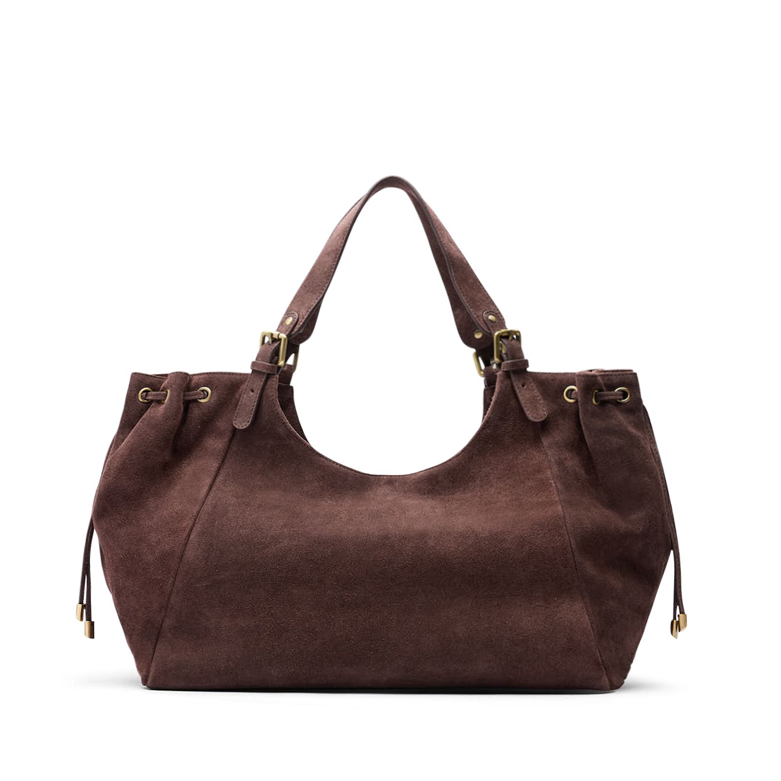 Brauner Veloursleder-Shopper