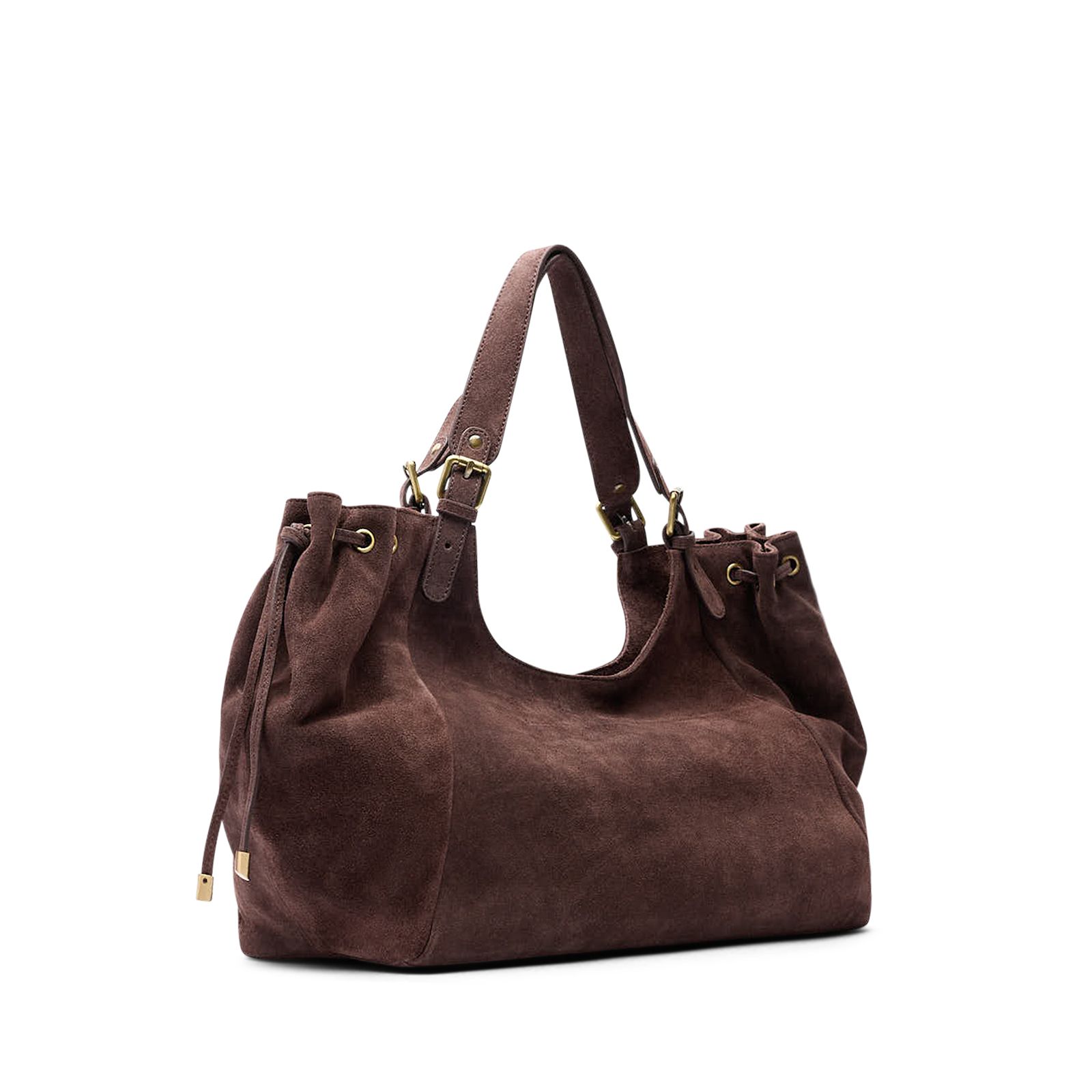 Brauner Veloursleder-Shopper