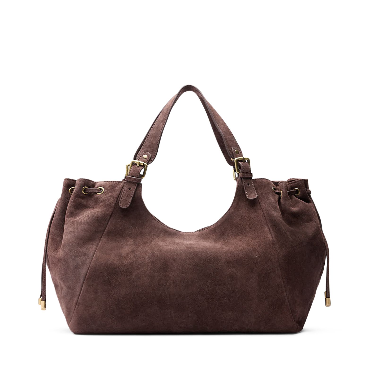 Brauner Veloursleder-Shopper