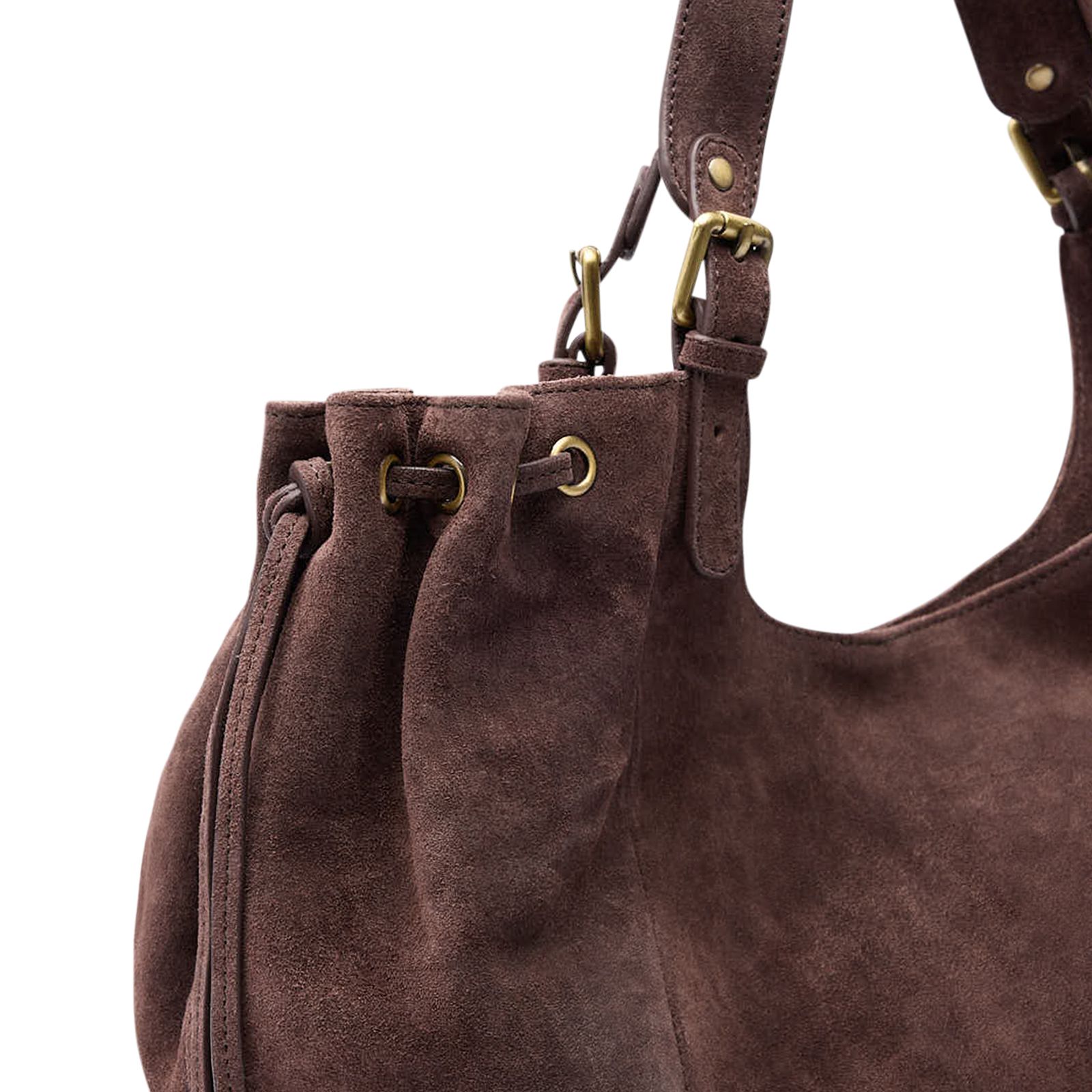 Brauner Veloursleder-Shopper