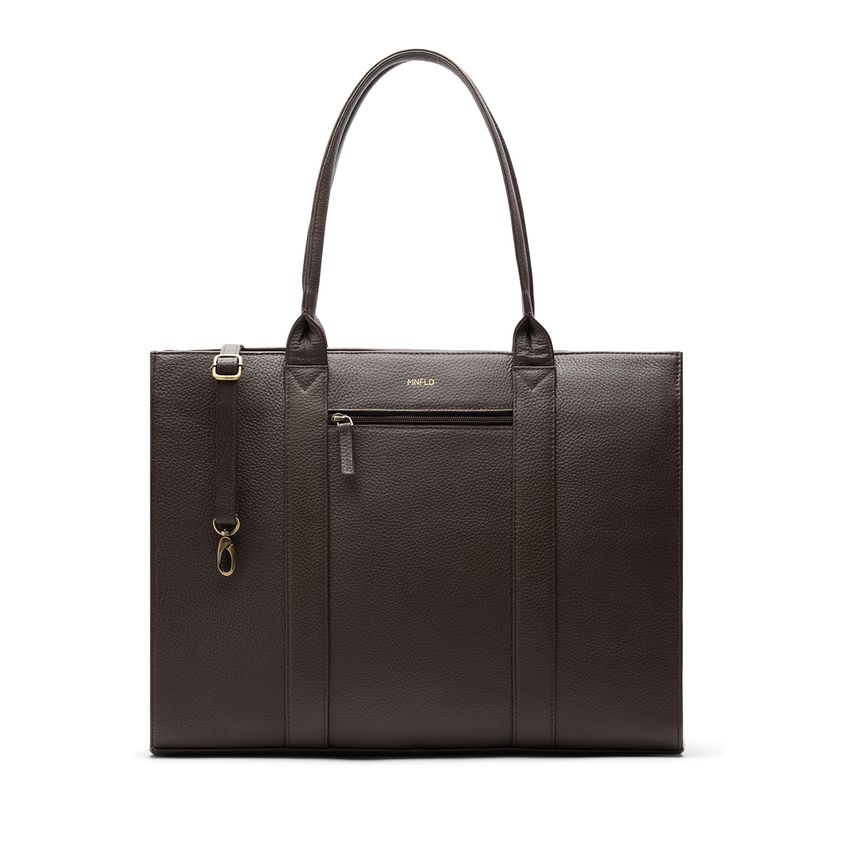 Donkerbruine leren shopper