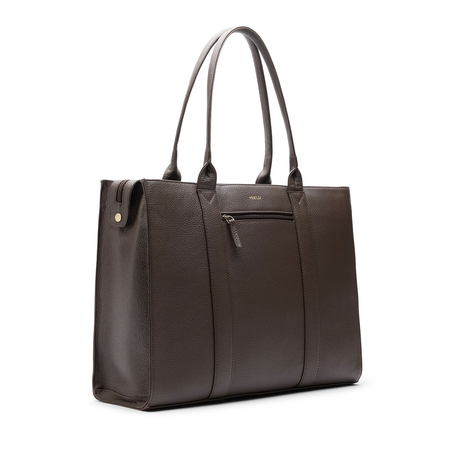 18 inch donkerbruine leren shopper