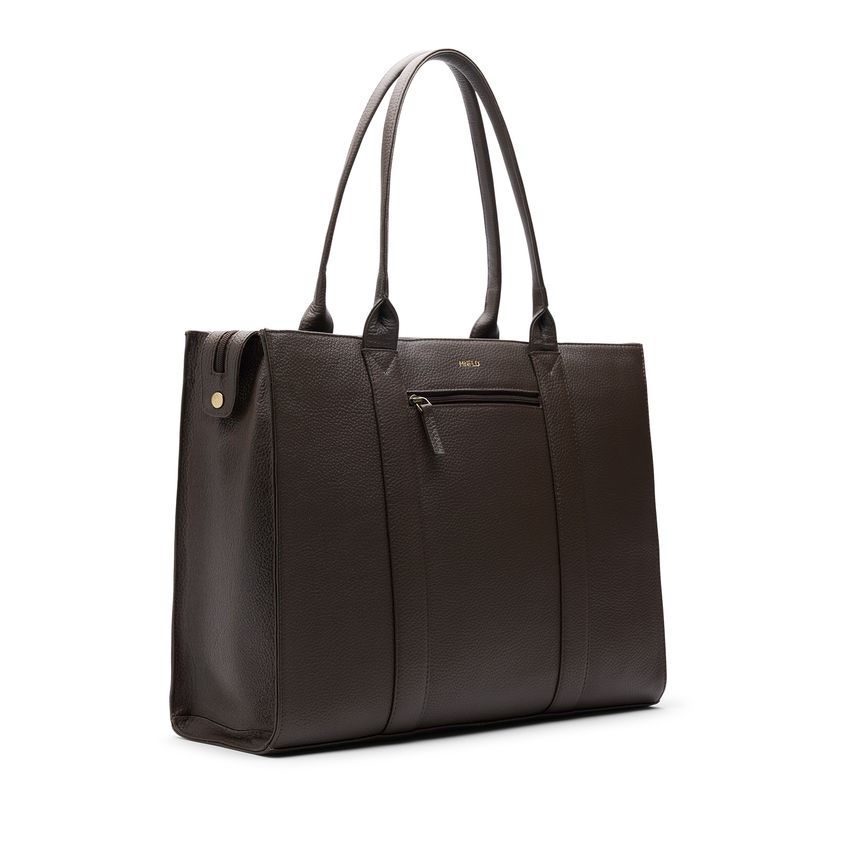 Donkerbruine leren shopper