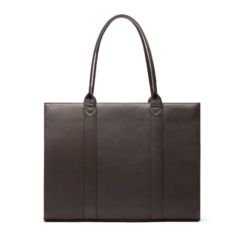 Donkerbruine leren shopper