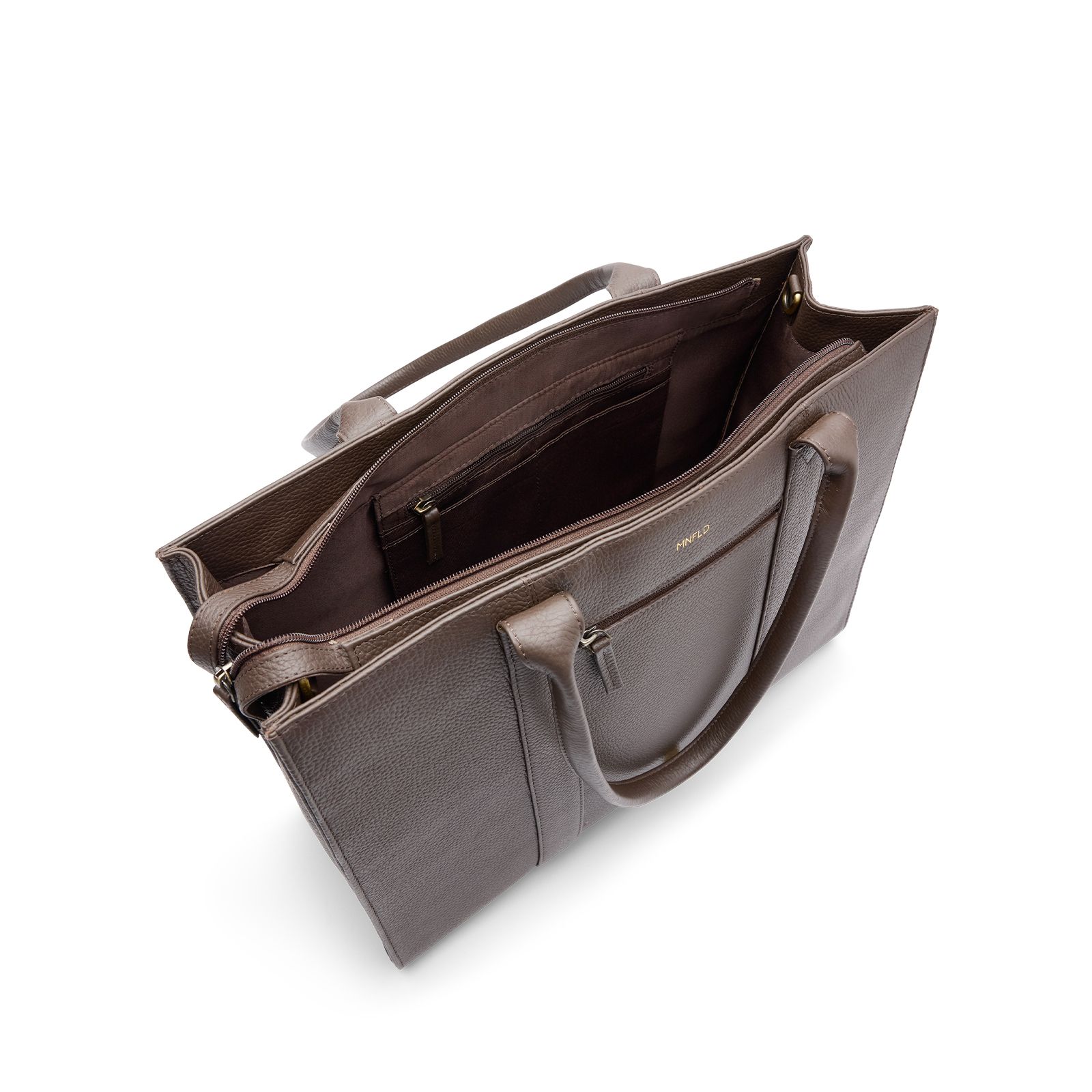 18 inch donkerbruine leren shopper