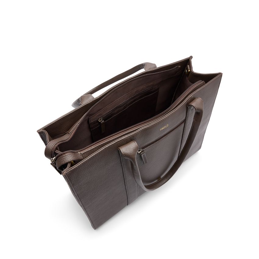 Donkerbruine leren shopper