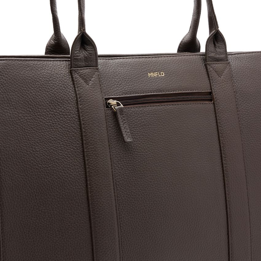 Donkerbruine leren shopper