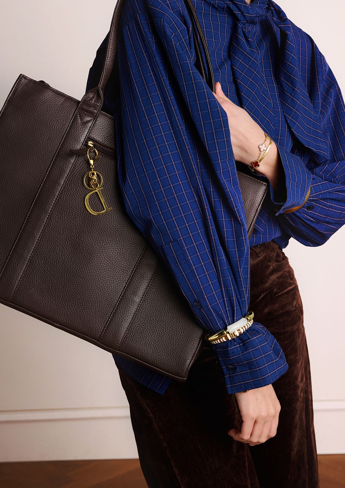 Dunkelbrauner Shopper aus Leder