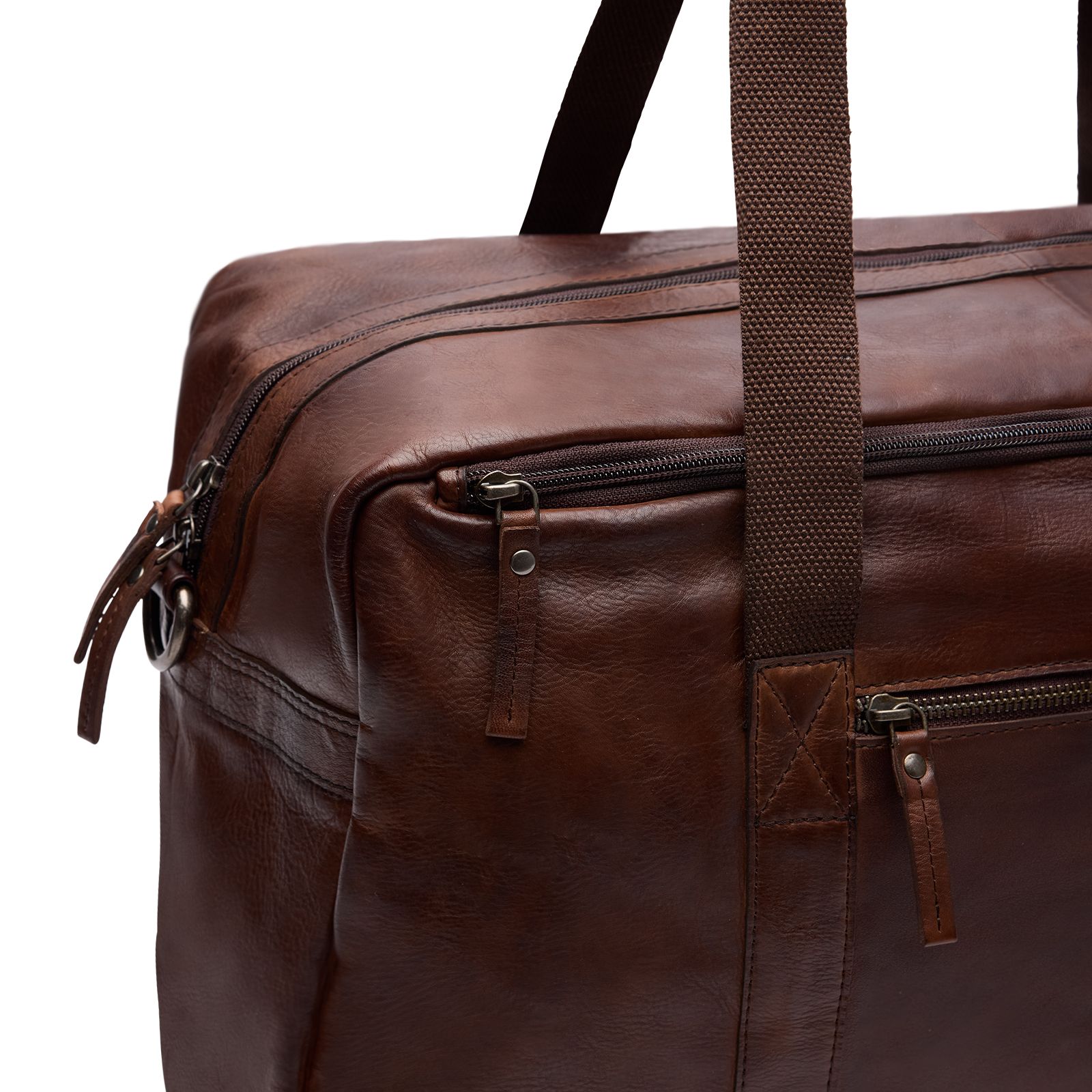 Bruine leren weekendtas