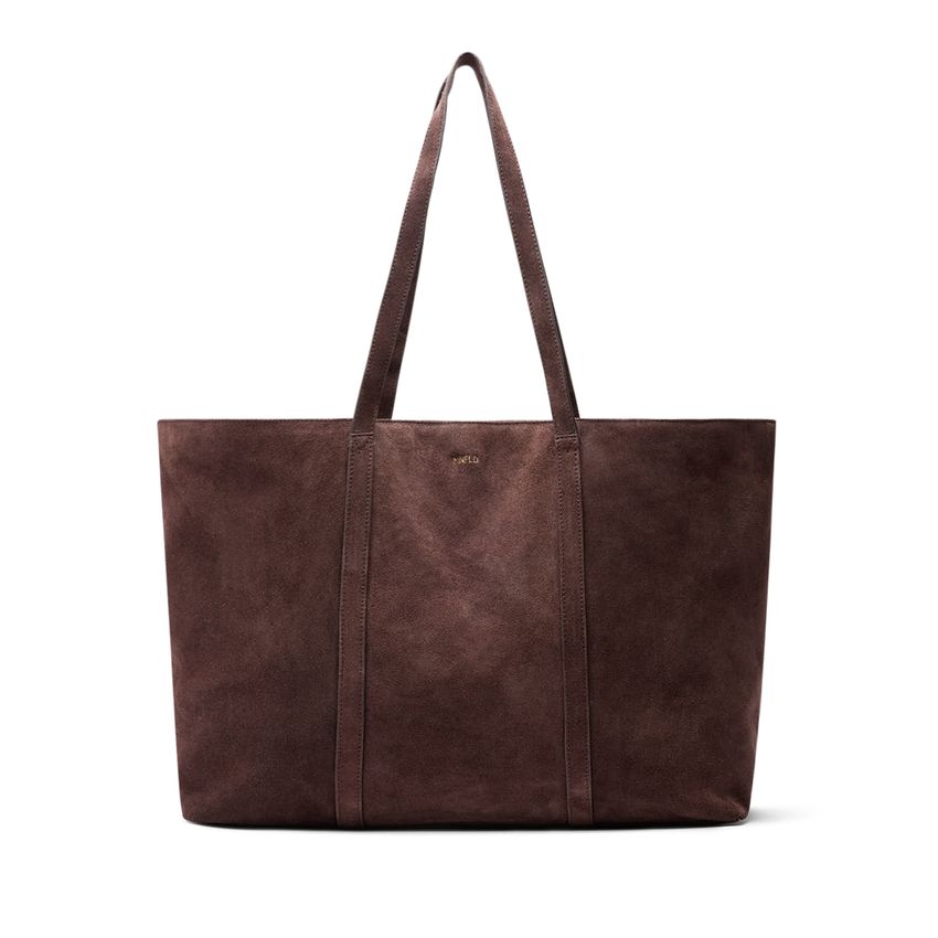 Donkerbruine suède shopper