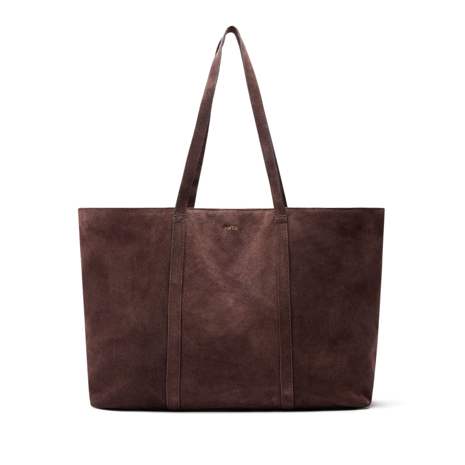 Dunkelbrauner Veloursleder-Shopper