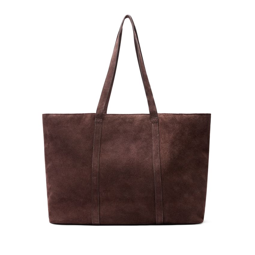 Donkerbruine suède shopper