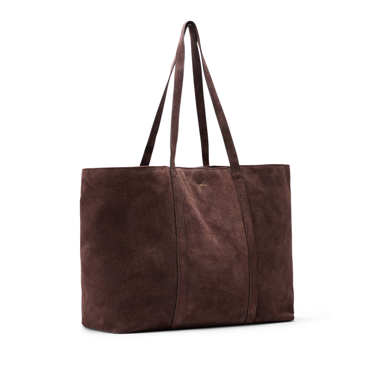 Dunkelbrauner Veloursleder-Shopper