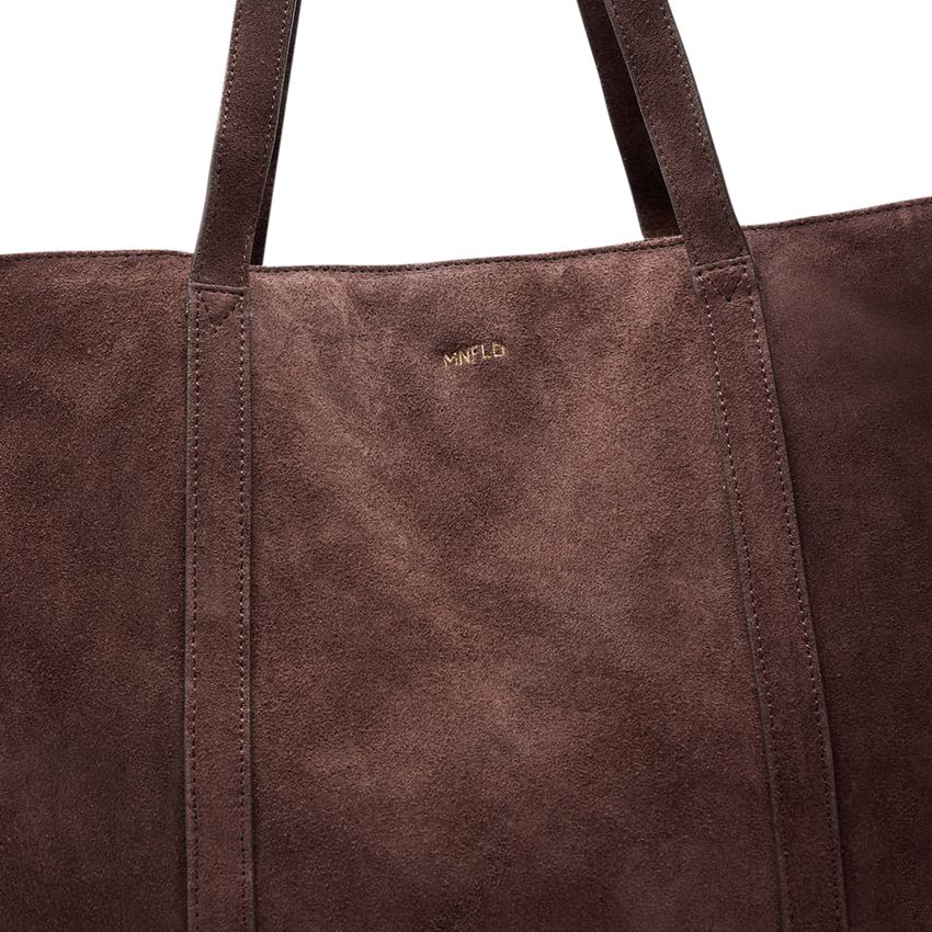 Donkerbruine suède shopper