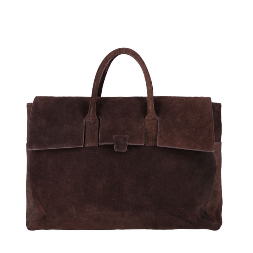 Donkerbruine suède shopper