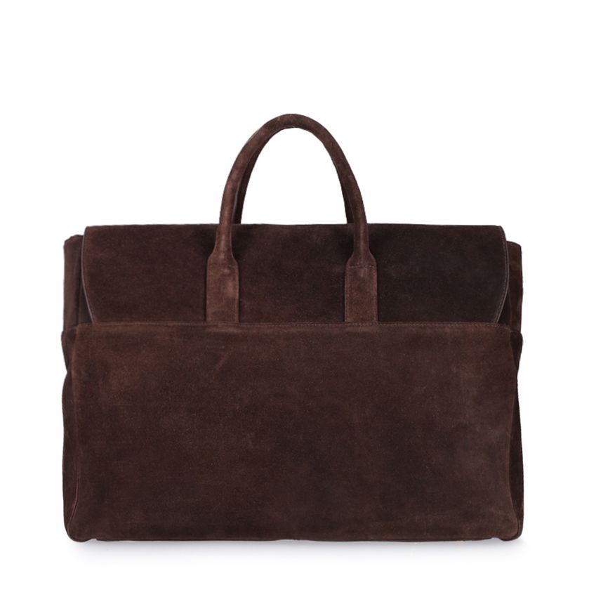 Donkerbruine suède shopper