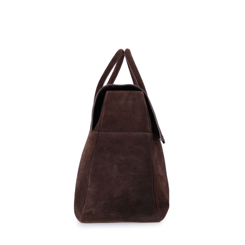 Donkerbruine suède shopper