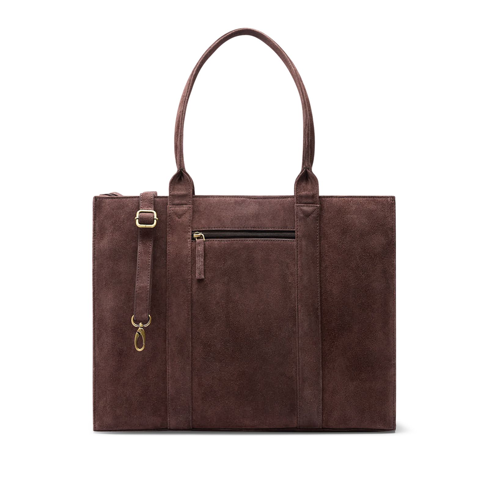 Dunkelbrauner Veloursleder-Shopper