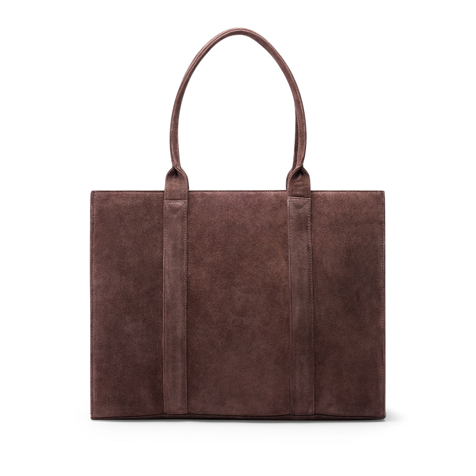 Dunkelbrauner Veloursleder-Shopper