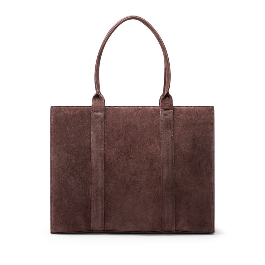 Dunkelbrauner Veloursleder-Shopper
