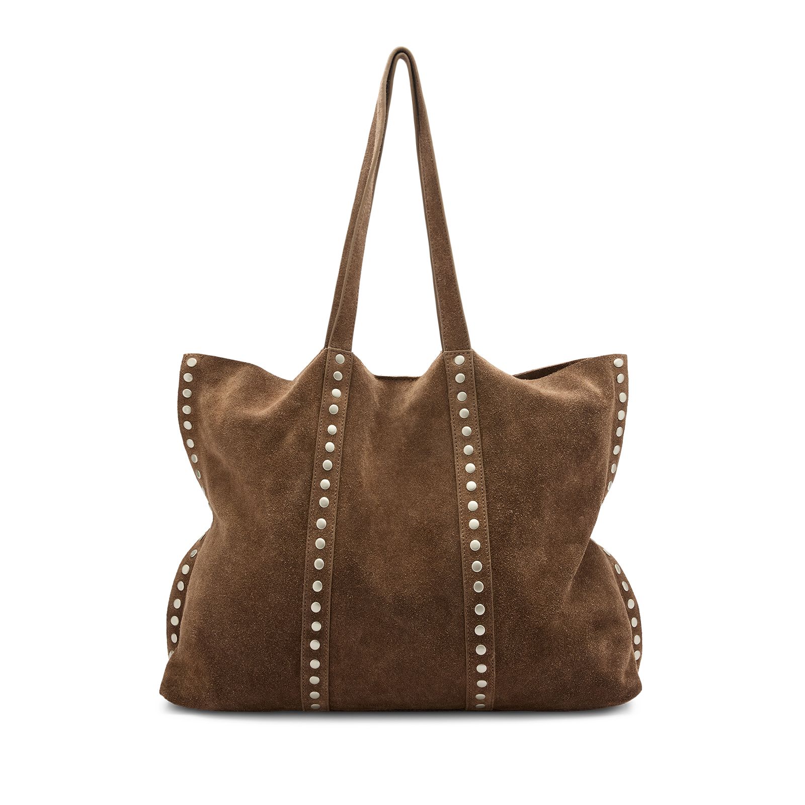 Bruine suède shopper met studs