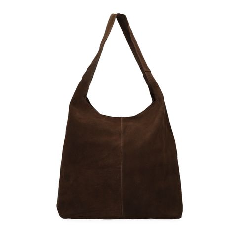 Dunkelbrauner Veloursleder-Shopper