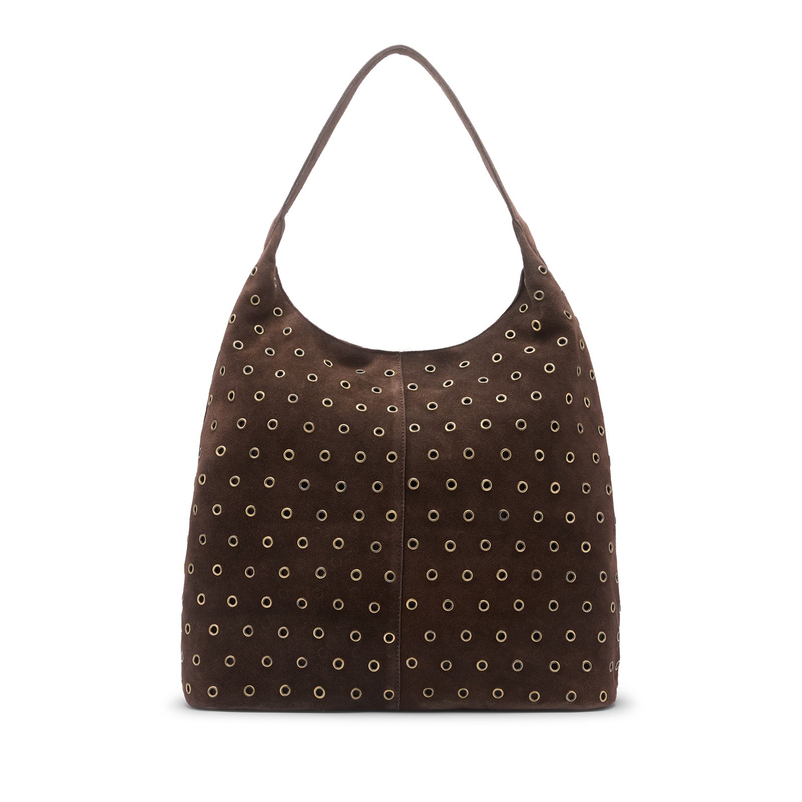 Bruine suède shopper met studs