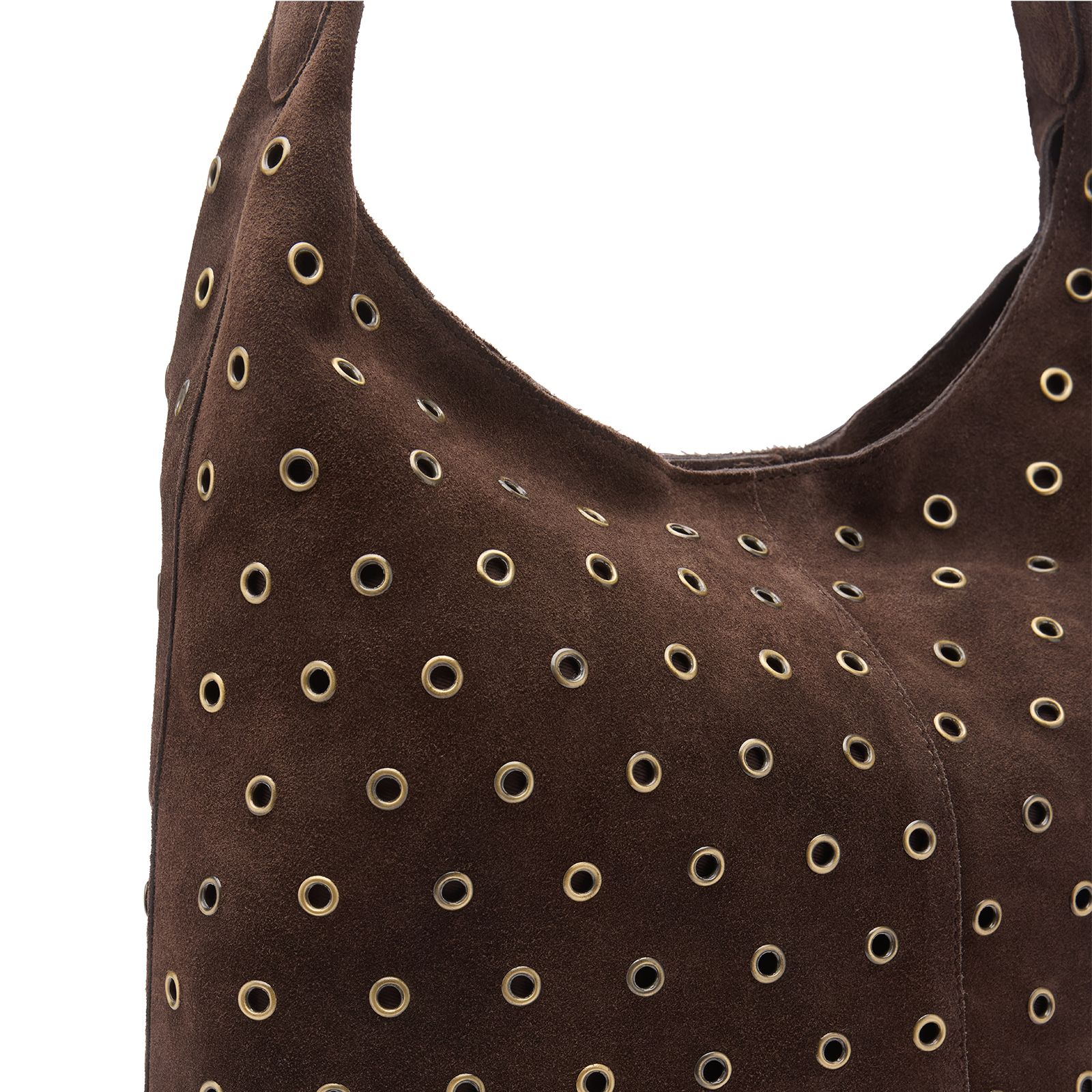 Bruine suède shopper met studs