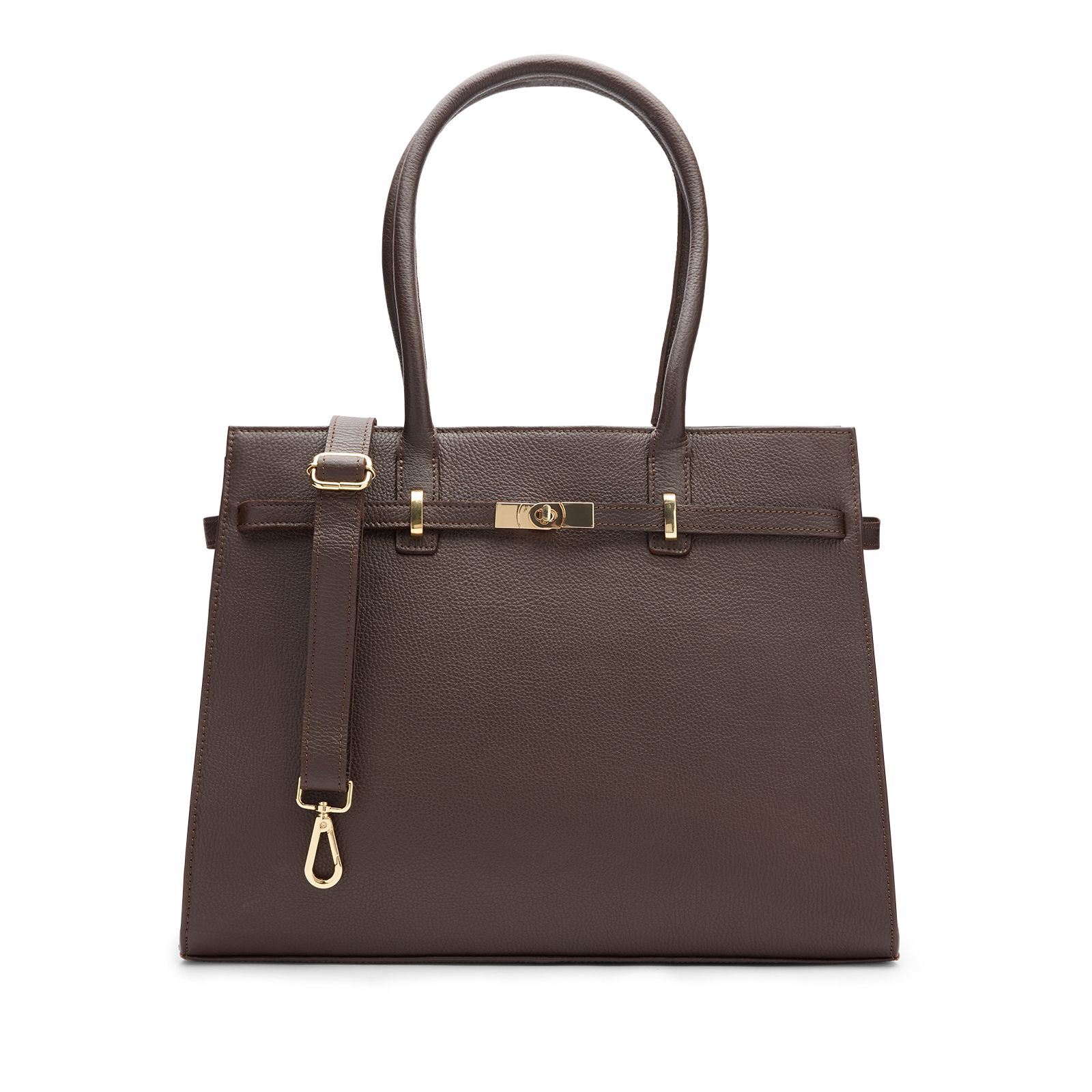 Dunkelbrauner Leder-Shopper