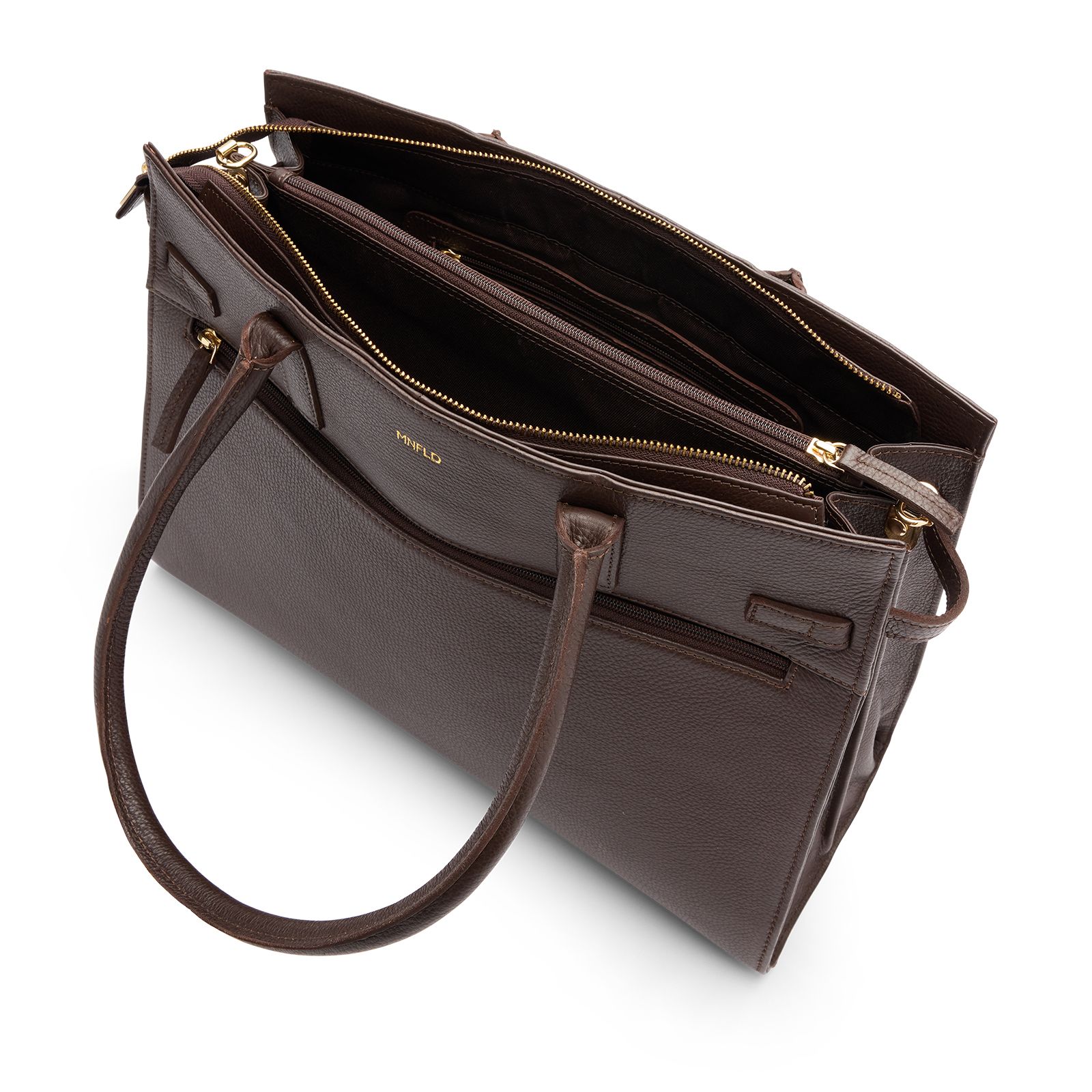 Donkerbruine leren shopper