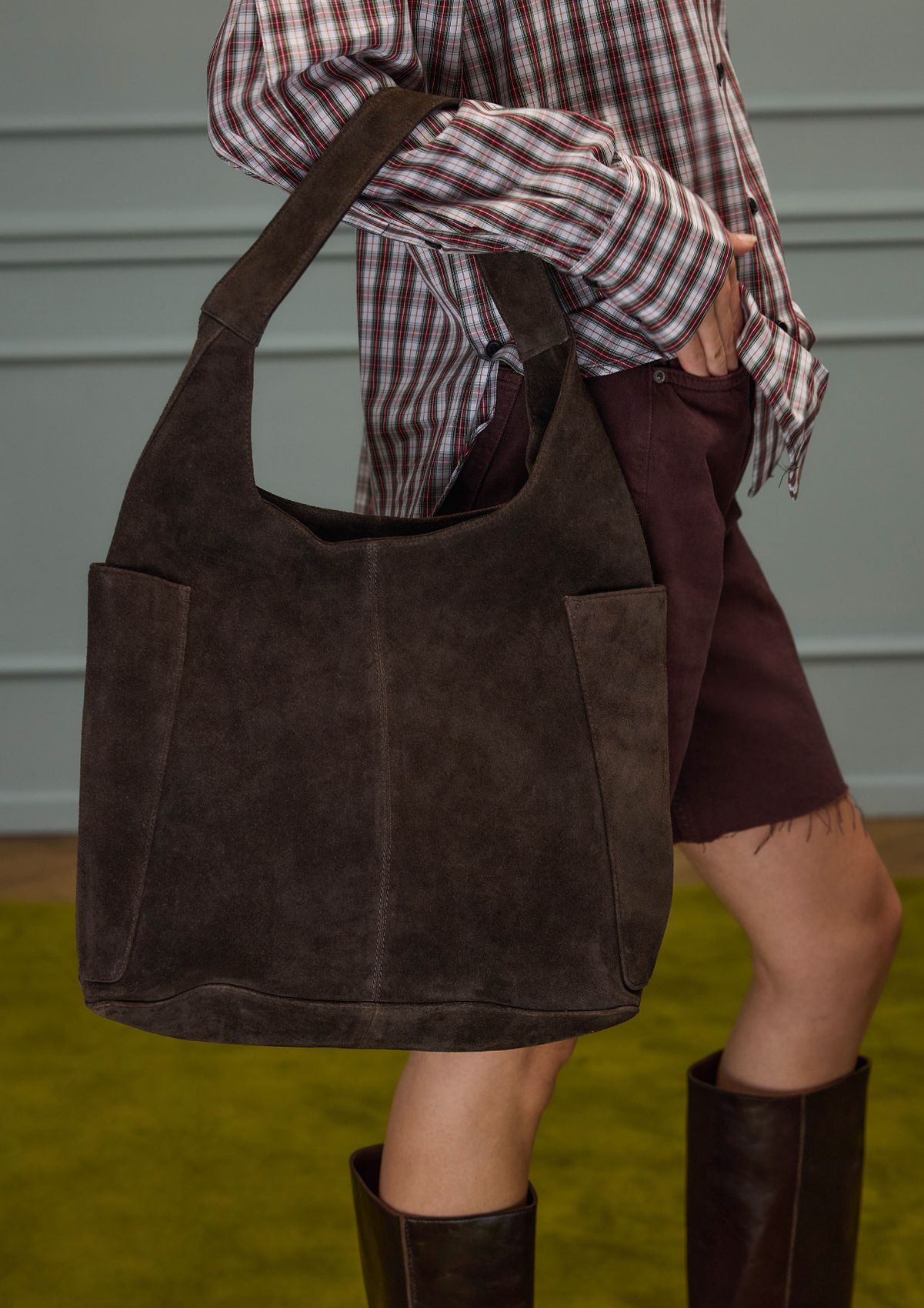 Bruine suède shopper