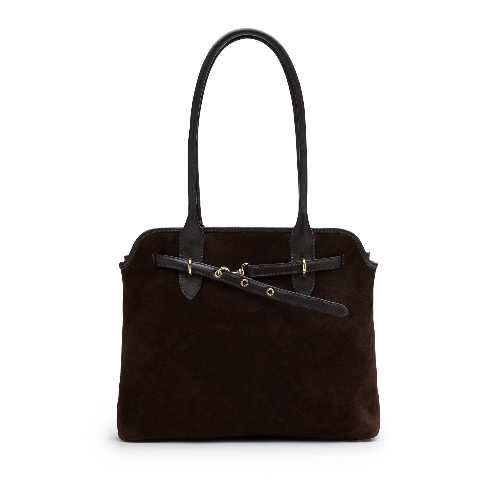Dunkelbraune Veloursleder-Handtasche