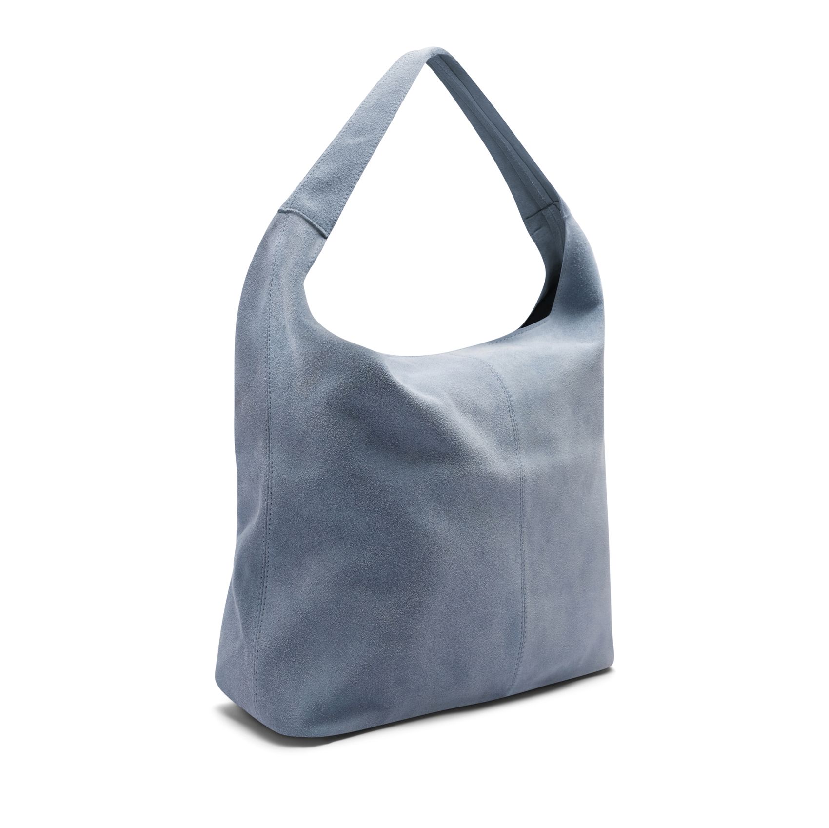 Lichtblauwe suède shopper