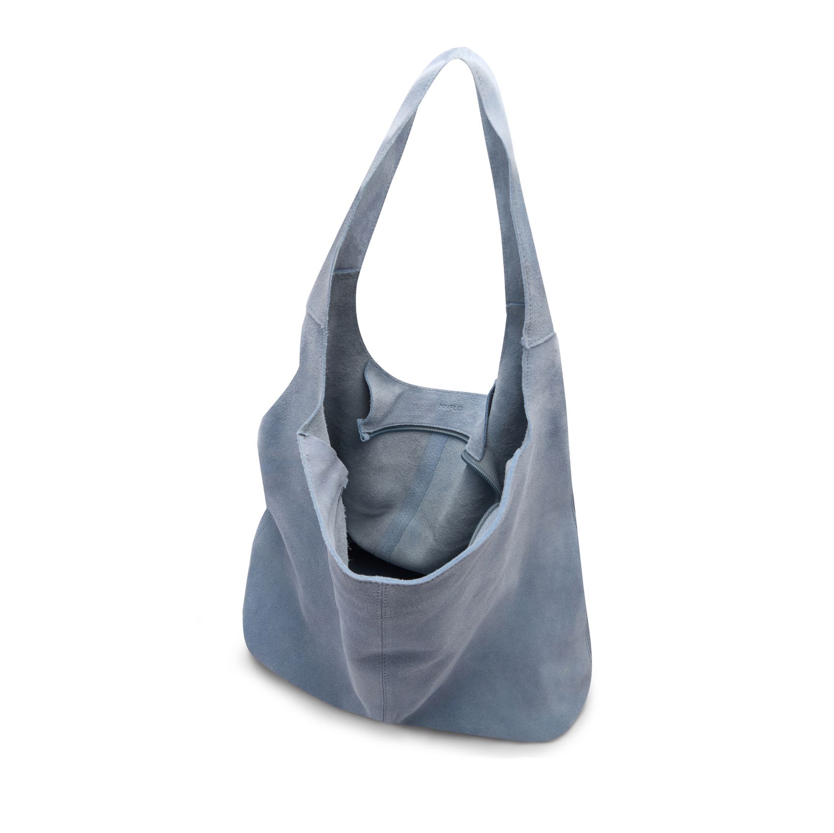 Lichtblauwe suède shopper