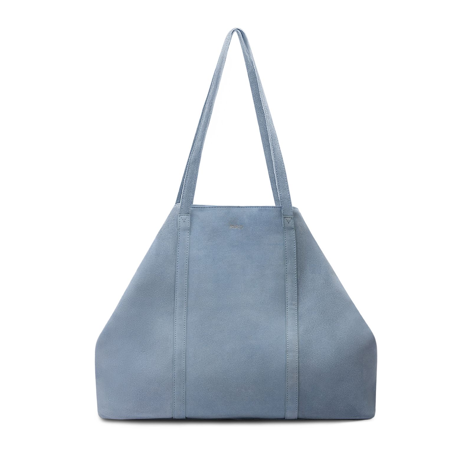 Hellblauer Veloursleder-Shopper
