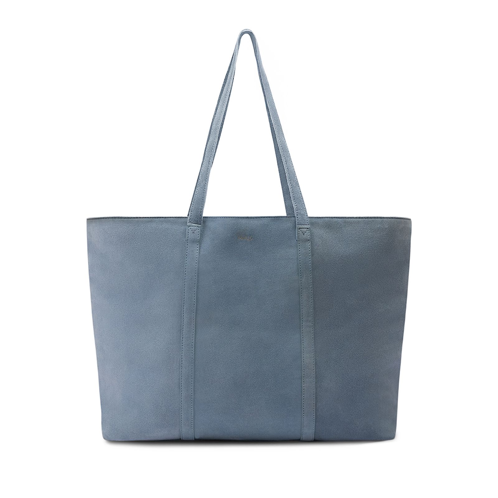Hellblauer Veloursleder-Shopper