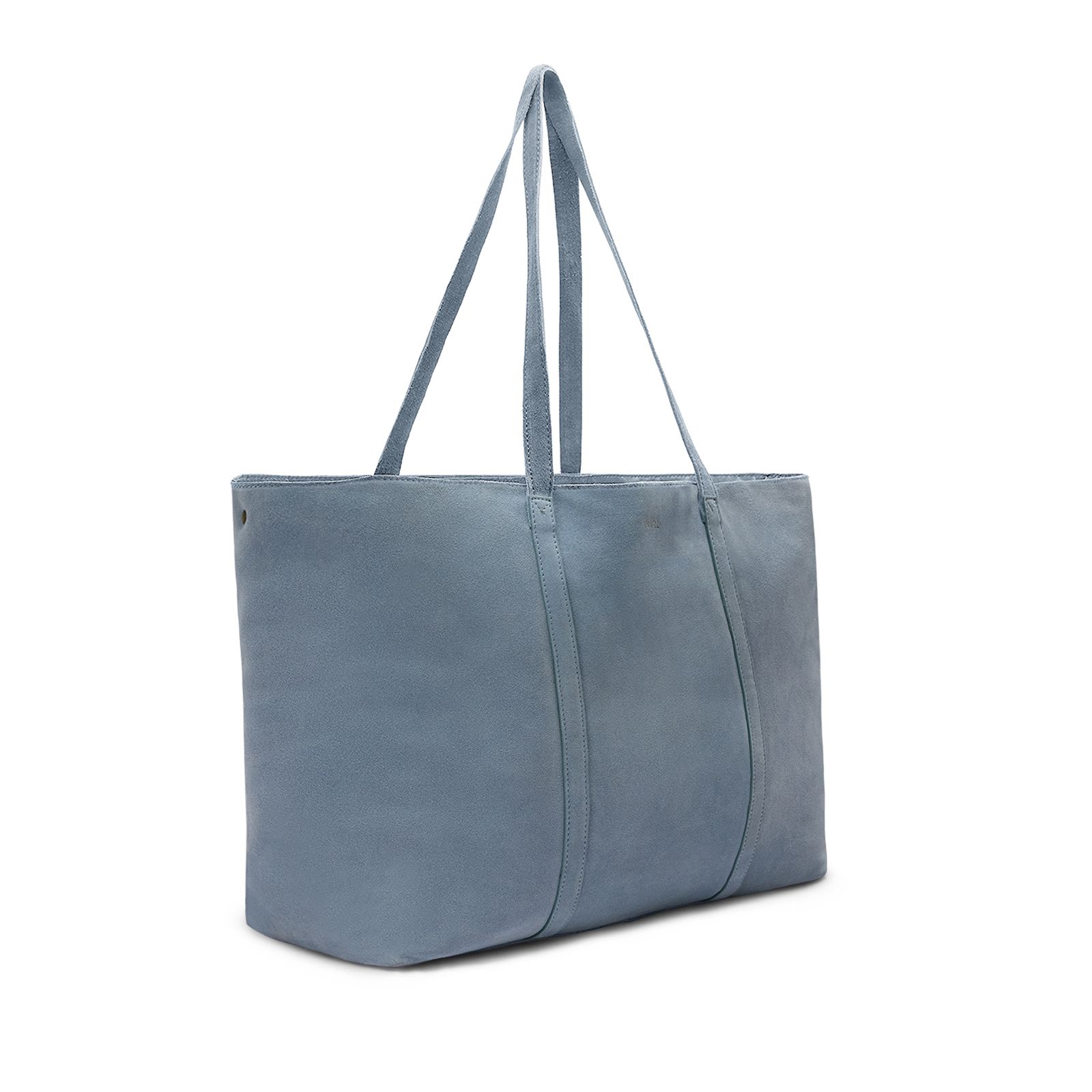 Hellblauer Veloursleder-Shopper