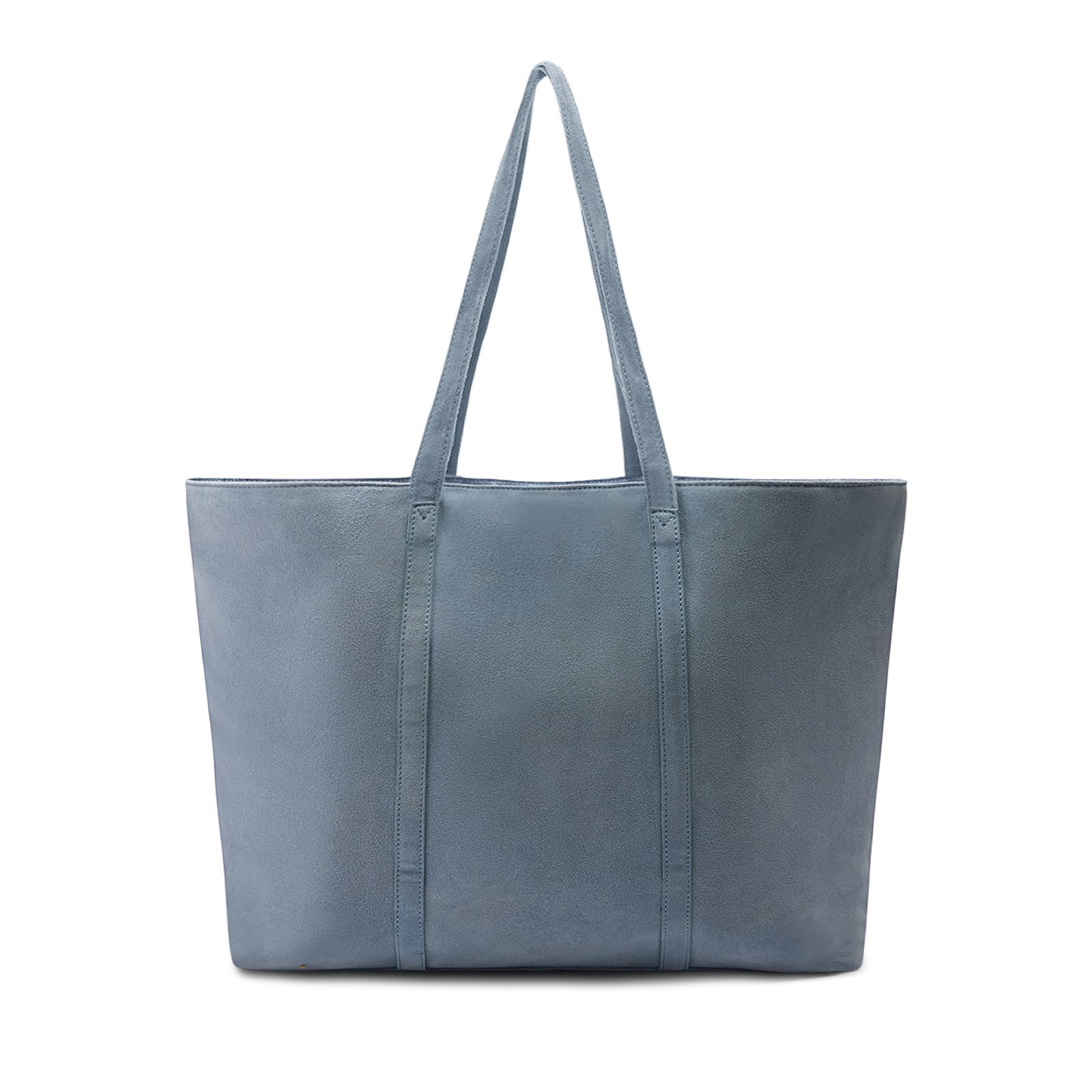 Hellblauer Veloursleder-Shopper