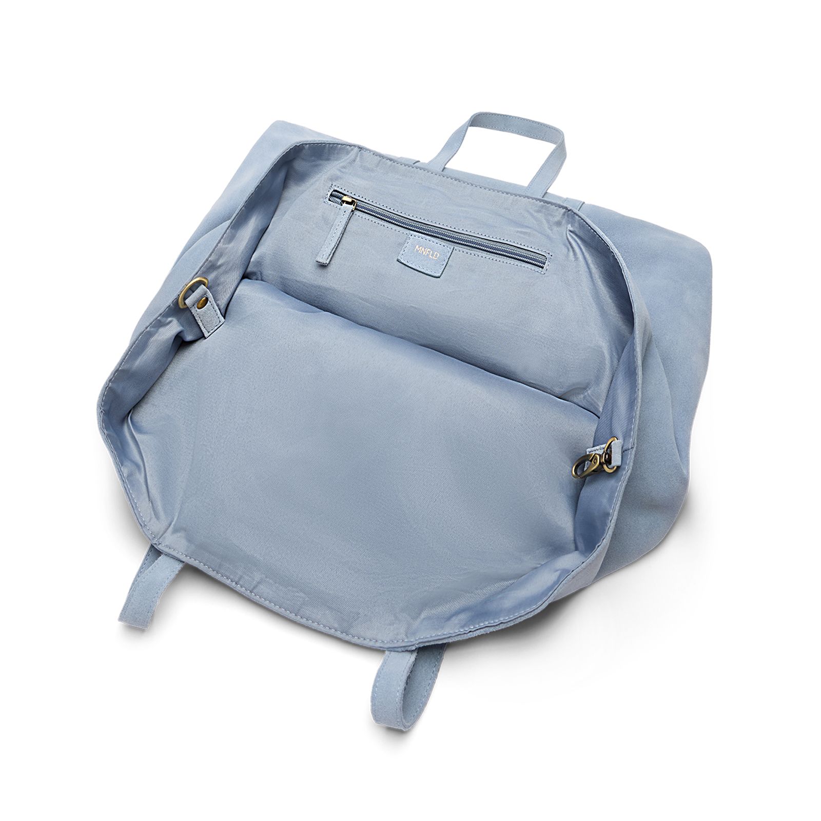 Hellblauer Veloursleder-Shopper