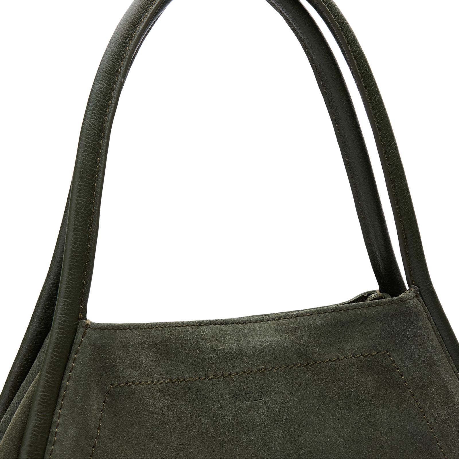 Kakifarbener Veloursleder-Shopper