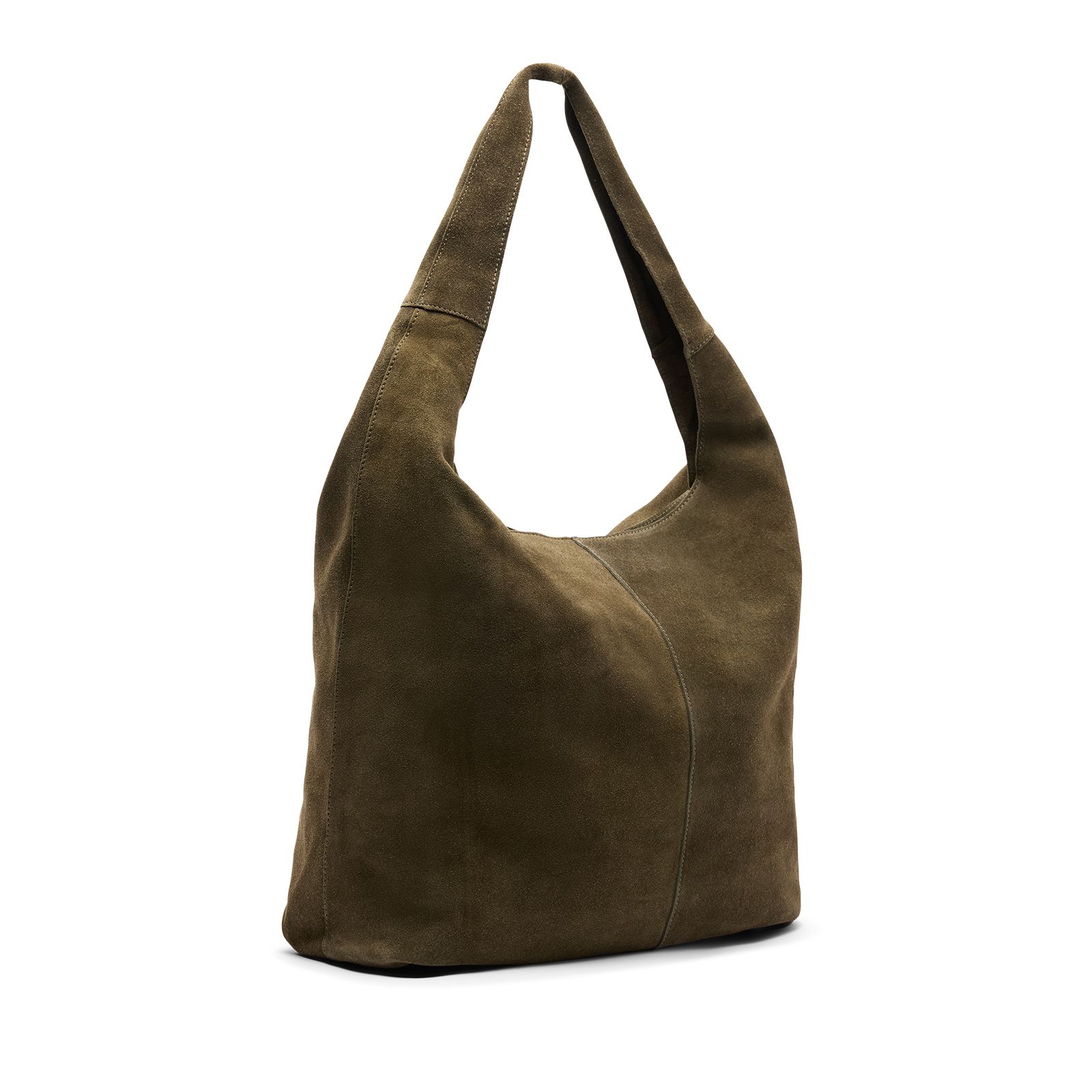 Dunkelgrüner Veloursleder-Shopper