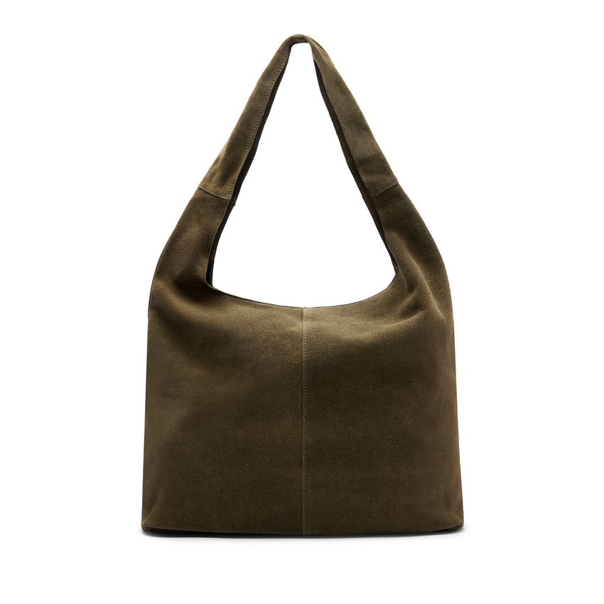 Dunkelgrüner Veloursleder-Shopper