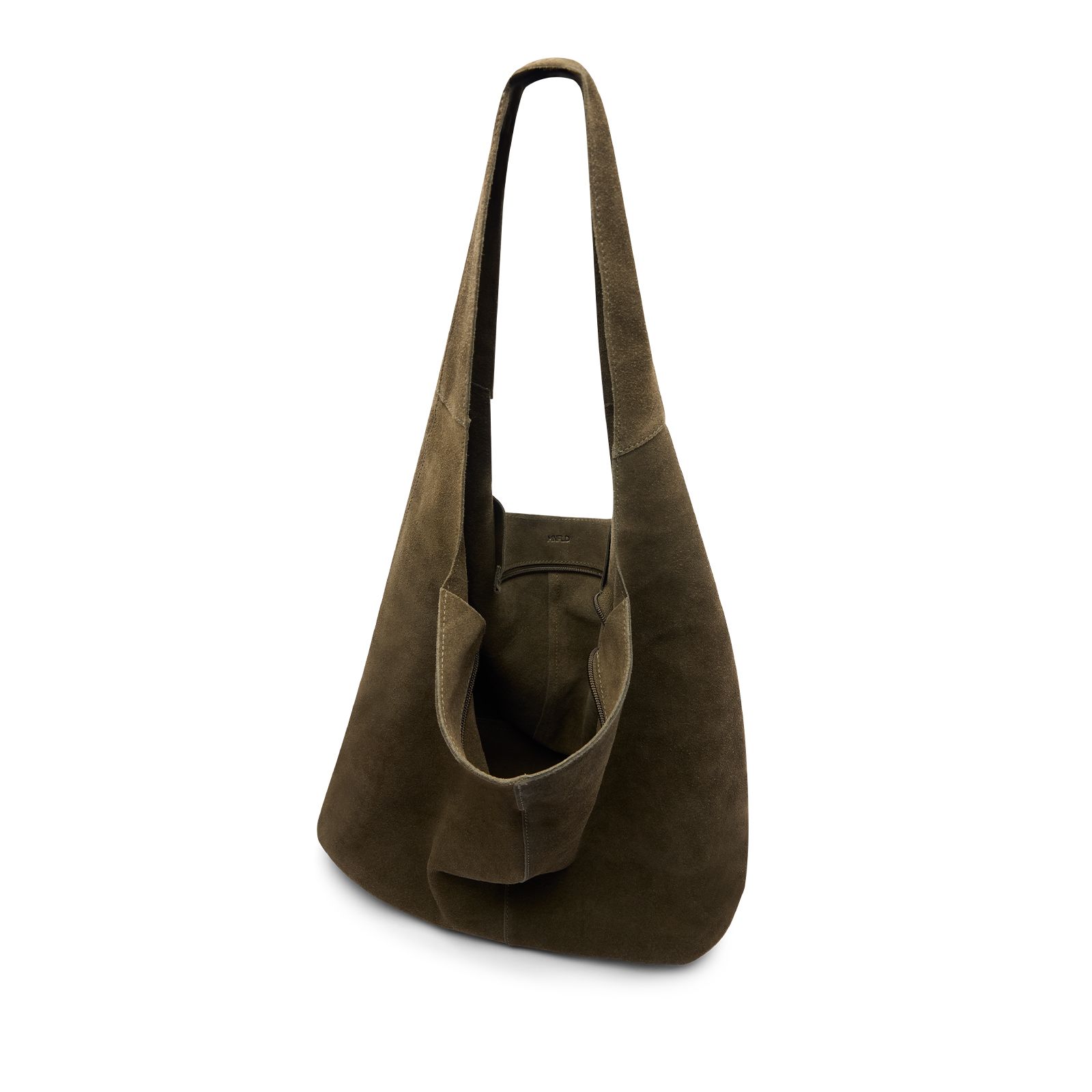 Dunkelgrüner Veloursleder-Shopper